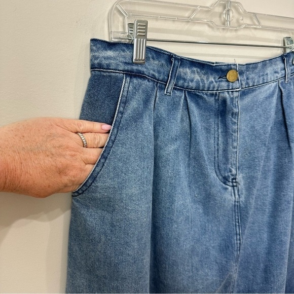 Anthropologie Porridge Denese Denim Skirt Blue Ombre Raw Hem Pleated - Picture 4 of 7